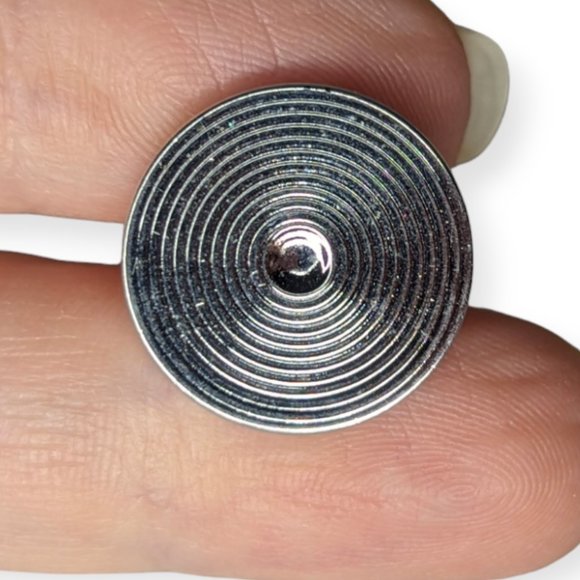 Swank Silver Tone Circle Cuff Links - Picture 6 of 7